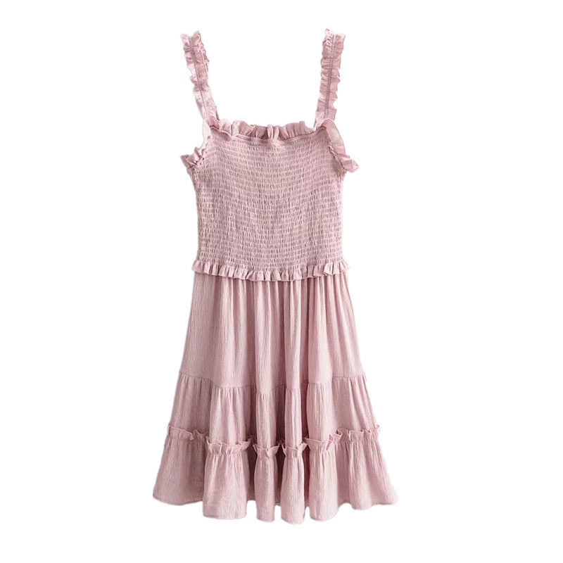 Popular Pink Two Straps Sweethart Tiered Ruffles Knee Lenght Prom Dresses